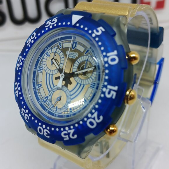 VINTAGE 1995 Swatch Scuba 200 SBZ102 "Nikiphoros" 38mm Swiss Made Watch NOS - Picture 1 of 11